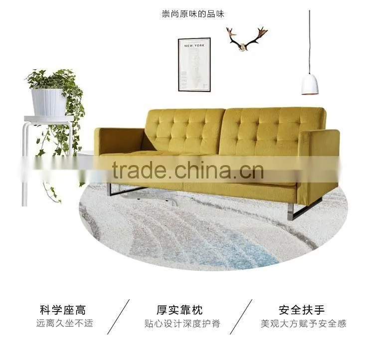 modern convertible simplistic linen futon bed, yellow