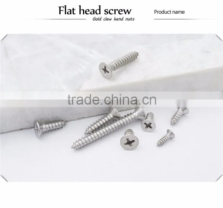 China supplier 304 stainless steel flat head cross recessed tapping screw