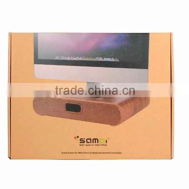 Original SAMDI Oak/Walnut Wood Holder with Drawer for MacBook Laptop Computer - Brown/Black