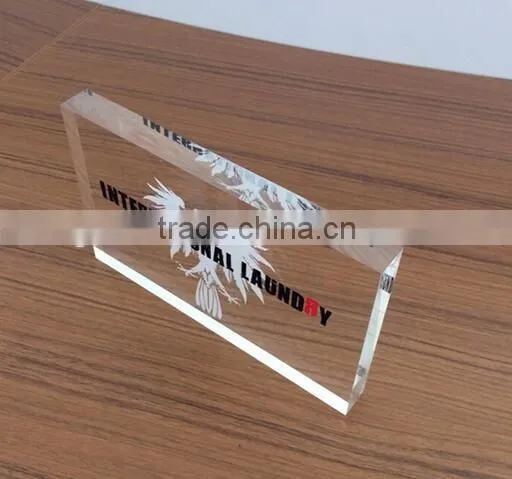 solid clear acrylic cube block