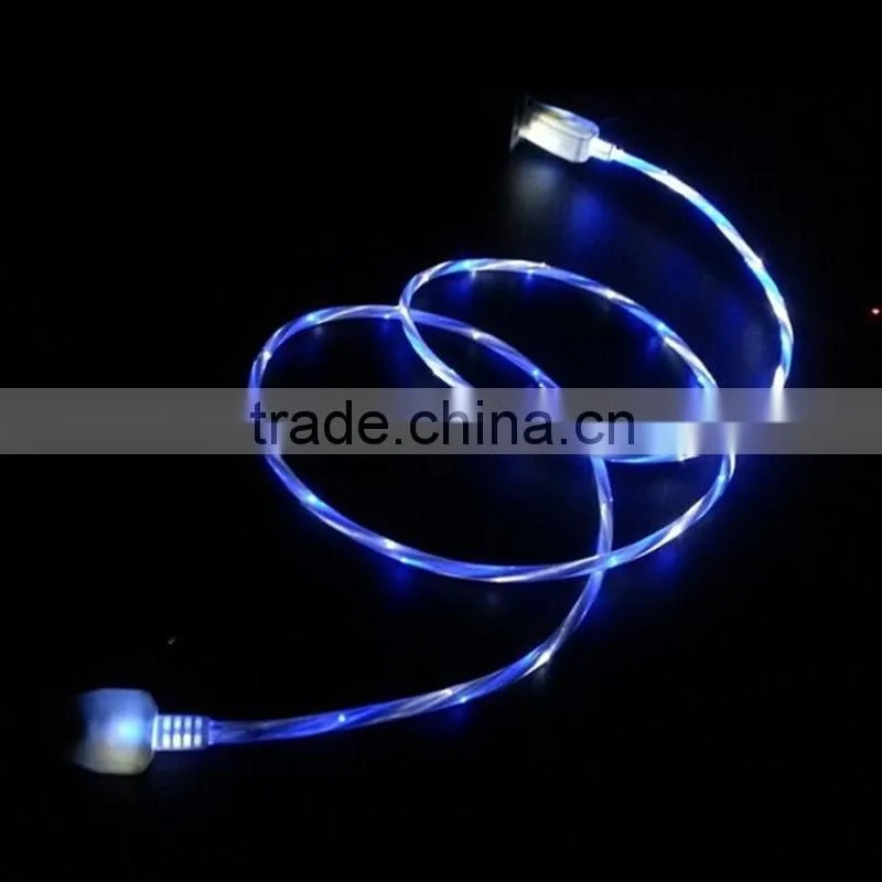 new technology usb charging cable dual color flash light LED usb otg cable for ipad mini