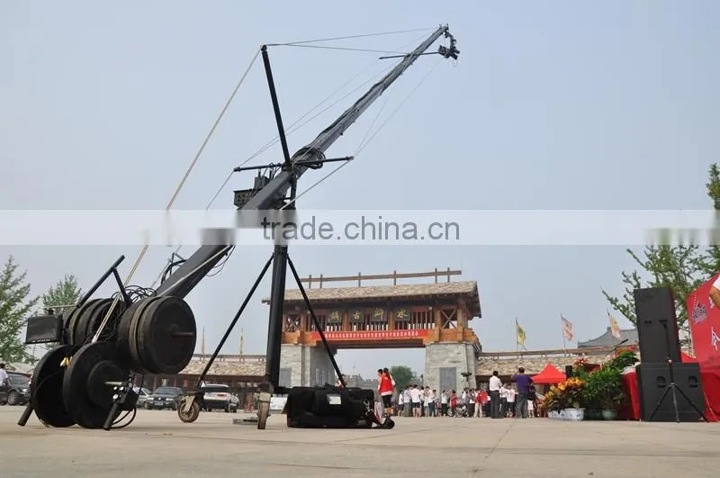 Professional camera crane triangle jimmy jib with 14m triangle and motorized head