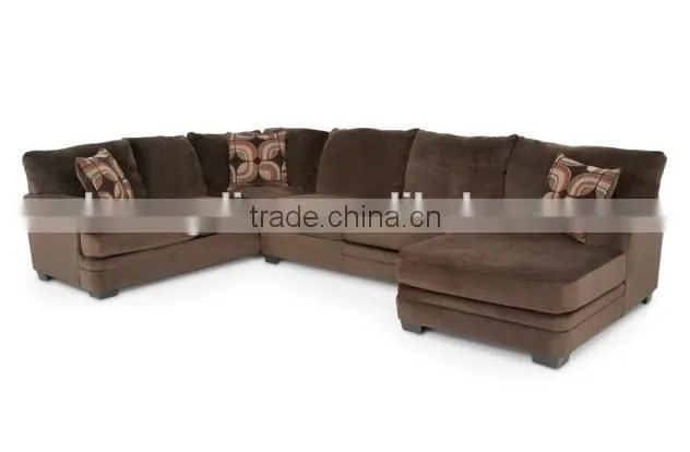 custom made funiture velvet fabric wooden corner sectional sofa