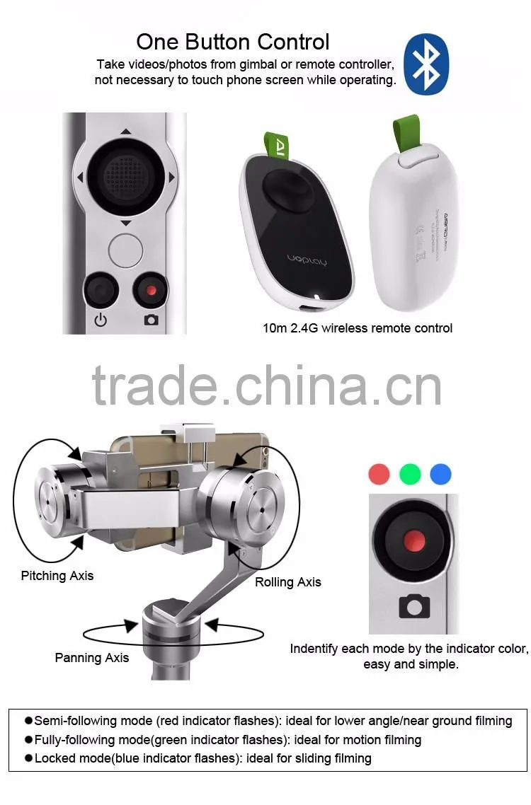 Aibird Uoplay 3 axis Handheld Steady Action Camera Gimbal for Action Camera and smartphones