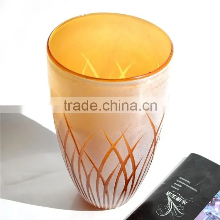 Wholesale Handmade Art Work Carving Glass Crafts Vase Bottle Home Decor