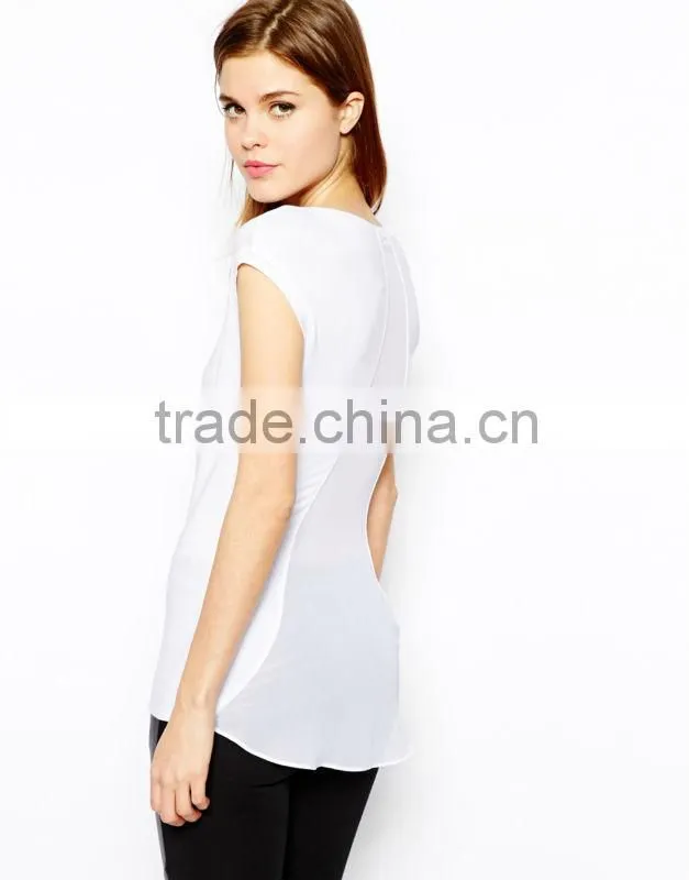 wholesale high quality fashion white t-shirt women white short sleeve t shirt
