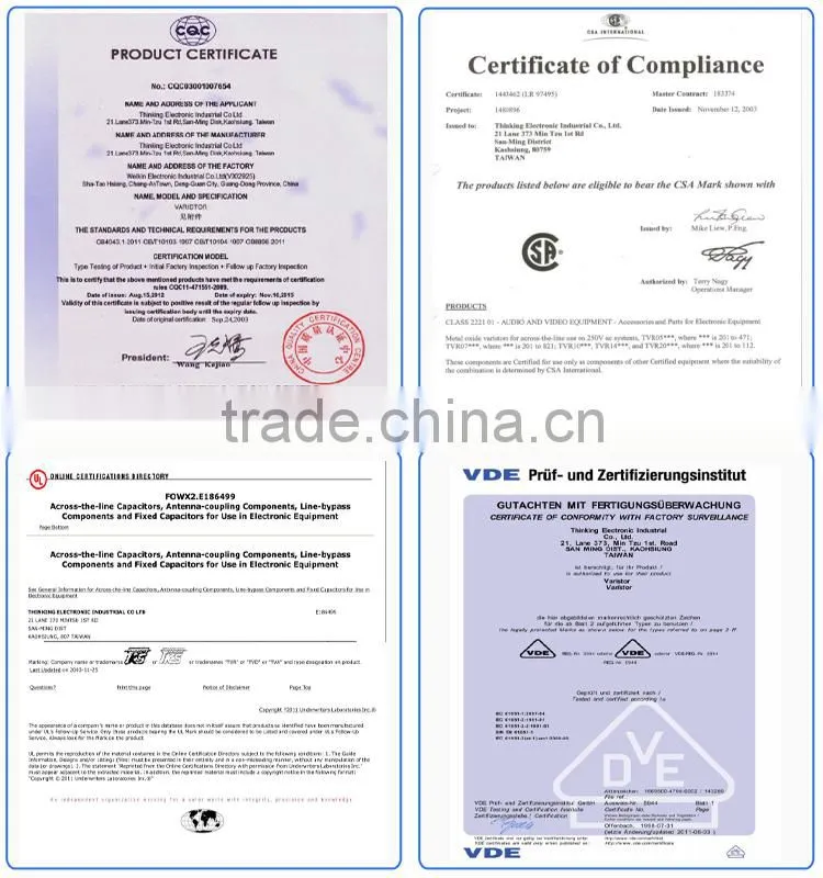 Dashboard disc type metal oxide varistor