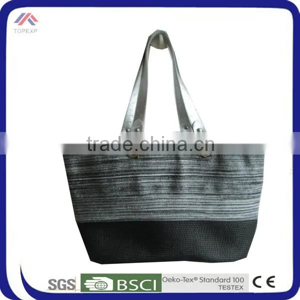 Tiny Handbag Pinstripe Canvas Tote Bag For Female