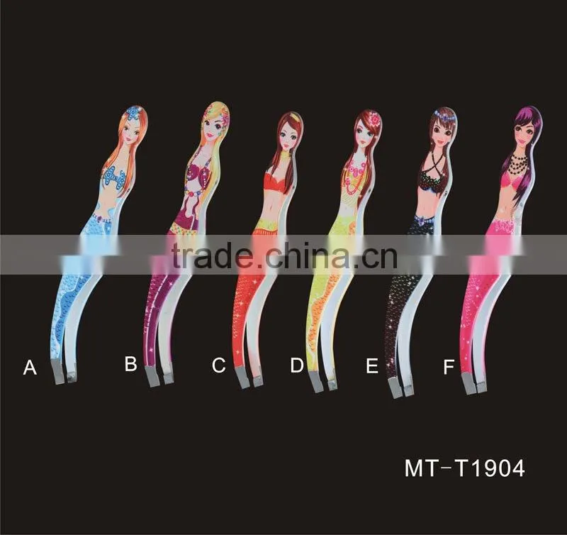 Girl coating tweezers
