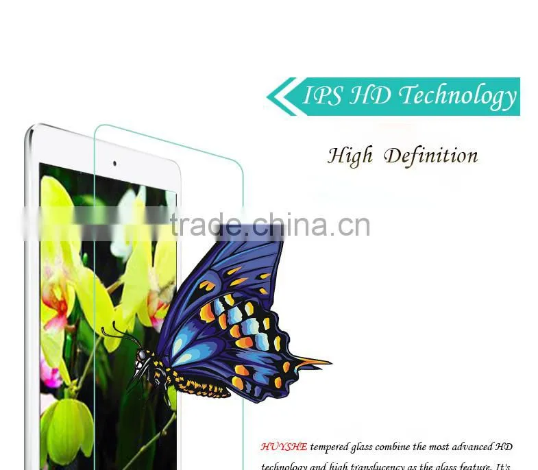 HUYSHE 0.3mm 9h hd 2.5d round edge high quality cooyee screen protector for ipad 2