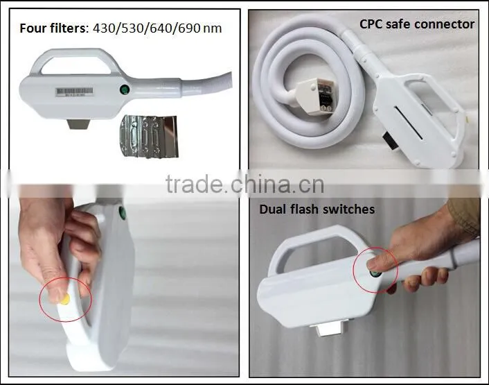 Painfree hair removal and skin rejuvenation e light rf machine