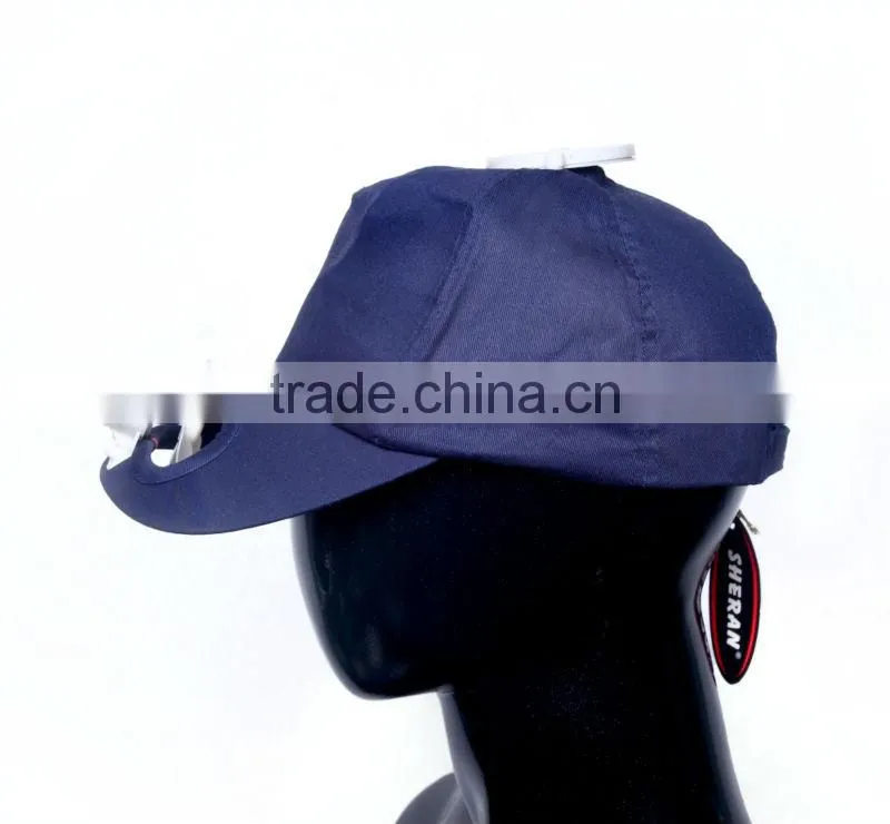 Factory direct sale low price novelty solar energy fan blue cool fishing hat