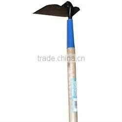 forged garden hoe with wood handle
