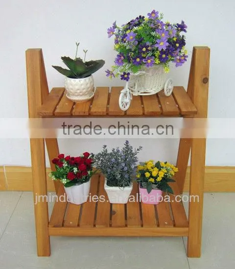 2 Shelves Wood Flower Pot Rack with FSC Certificate