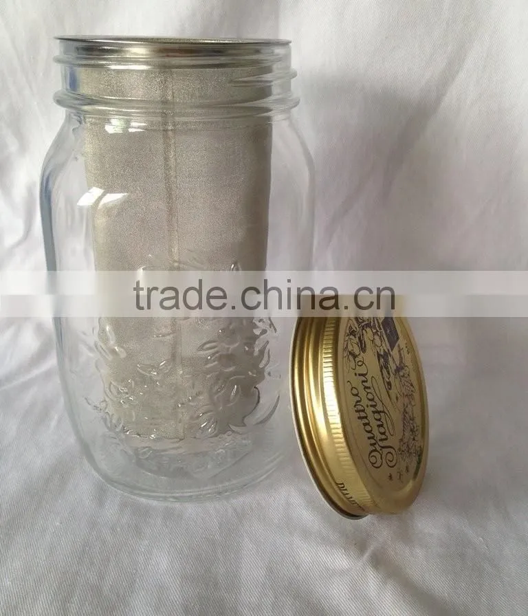 Cold Brew Coffee, Iced Coffee and Iced Tea Maker Infuser, Mason Jar and Stainless Steel Filter