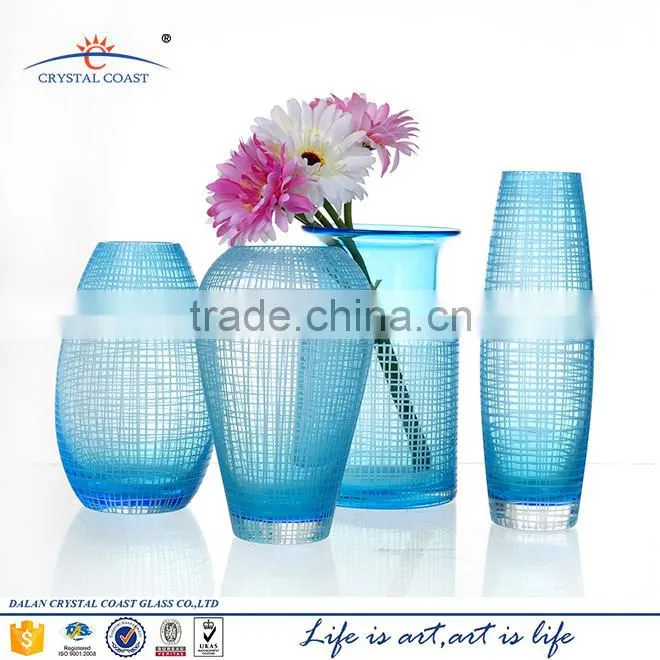 glass vase manufacturer antique light blue glass vase centerpiece cheap