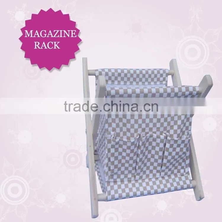 Hot selling wooden magazine race display basket timber, beech wood magazine rack