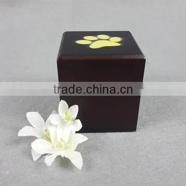 Mini size Paw print wood pet cremation urns for funeral