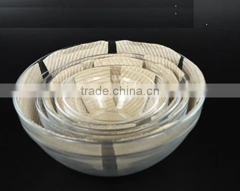 different color lids glass bowl set for wholesale