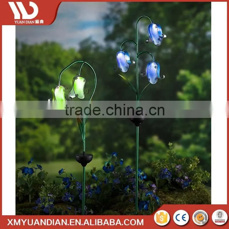 Chinese Garden Decoration Foxglove Glass Flower Led Solar Light Stake