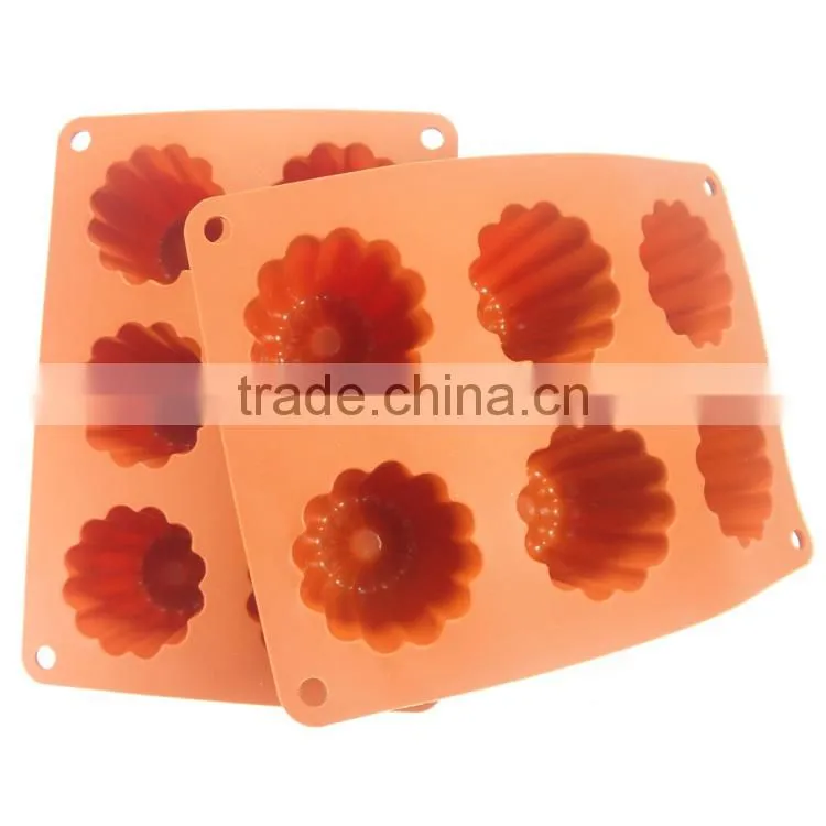 BPA Free 6 Flower Shaped 3D Silicone Cake Mould Cake Pan For Baking