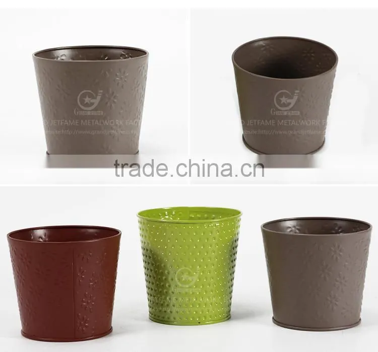 Wholesale factory price garden embossing growing plants in pots metal decor flower pot