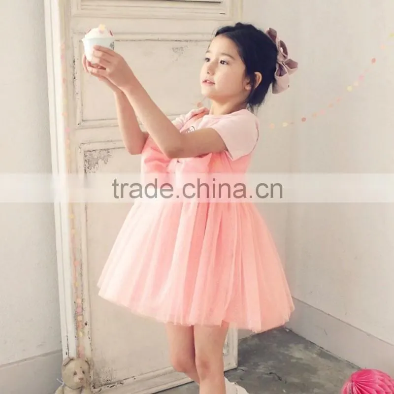 New Fashion baby Girl Dress Pink Party Children Dress For Summer
