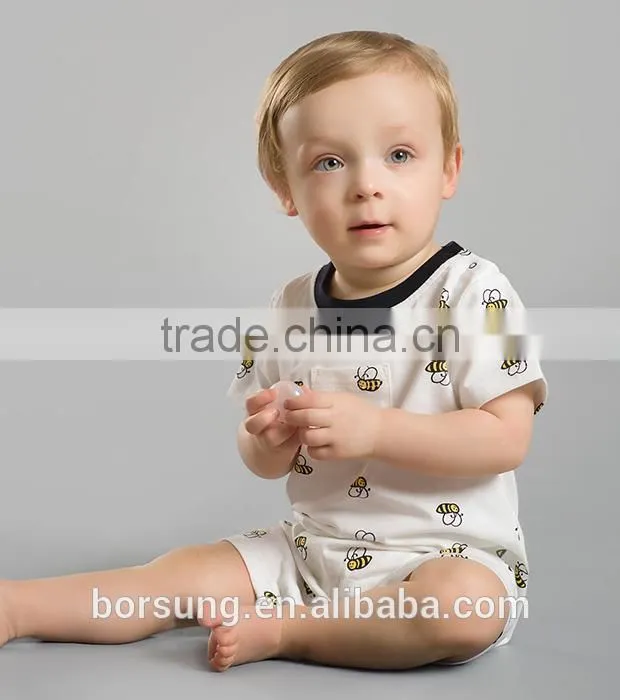 New Arrival Plain Cotton Bee Printed Boy Romper New Born Baby Clothes