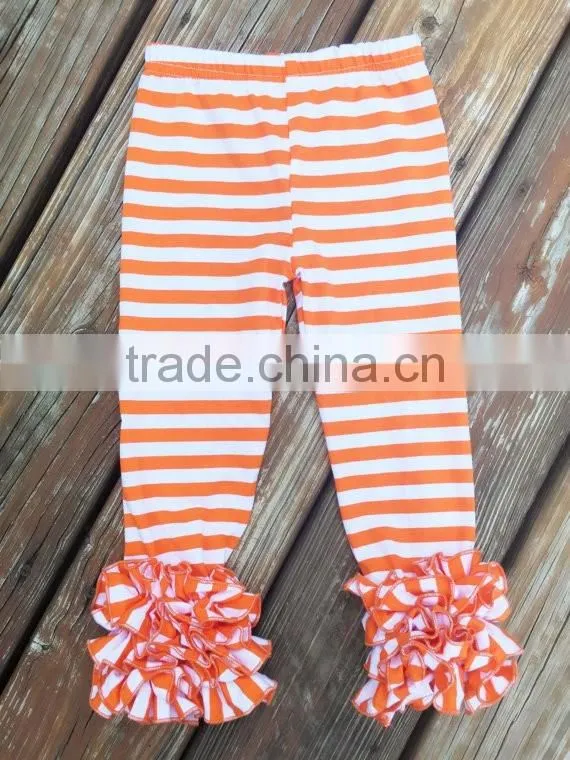 Wholesale Clothing In China,Baby Girls Knitted Cotton Striped Ruffle Pants,Toddlers 95% Cotton 5% Spandex Icing Legging