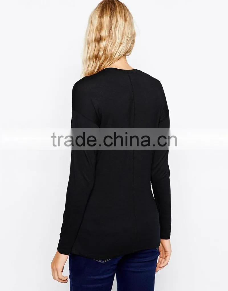 Maternity NURSING Top With Wrap Overlay And Long Sleeve