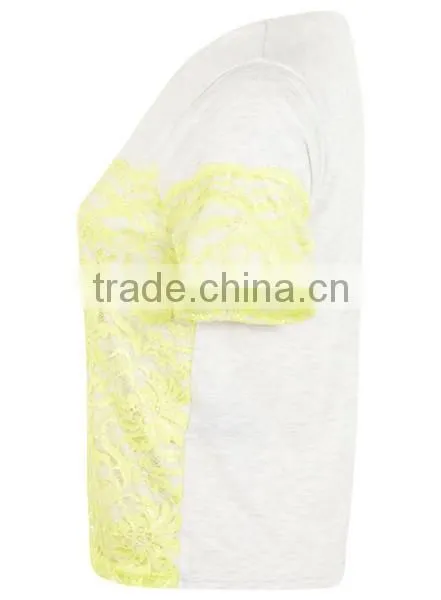 Wholesale Green Embroidery Lace Trim T Shirt Design