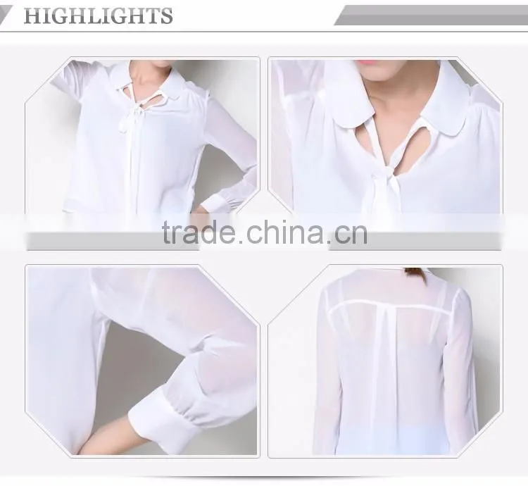Fashion design lady blouse,korean fashion long sleeves blouse,high neck design of blouse