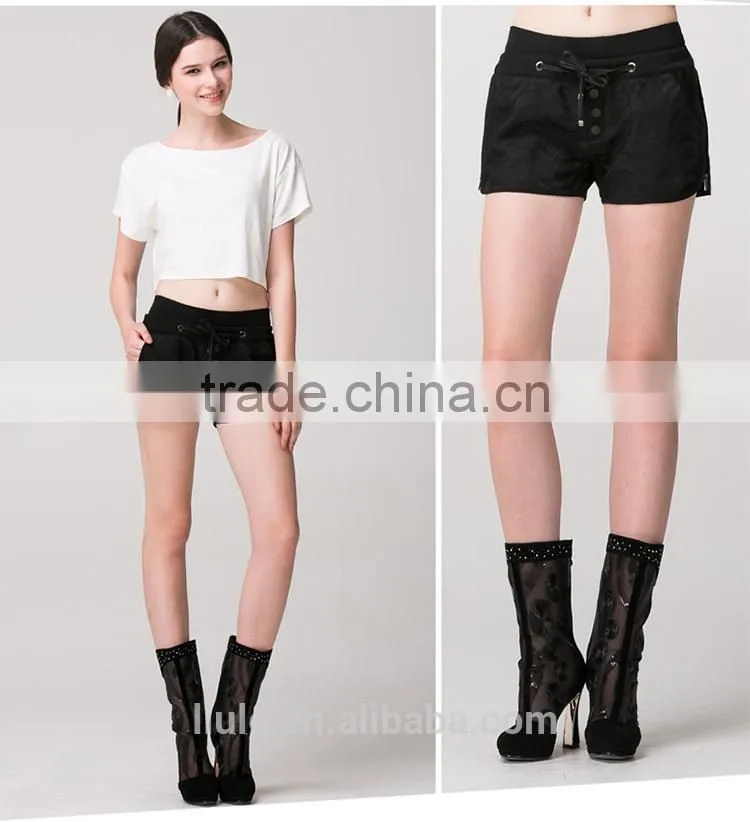 Fashionable cheap elastic waist tight hot short pants in China