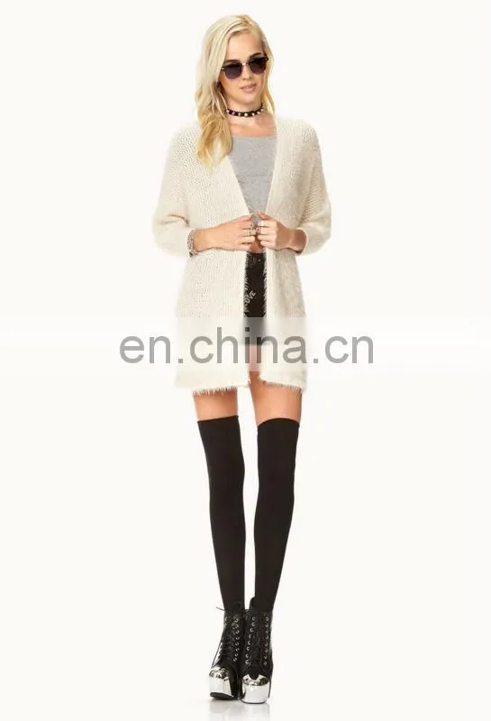 Beige china garment factory long sleeve sweater and cardigans women 2013