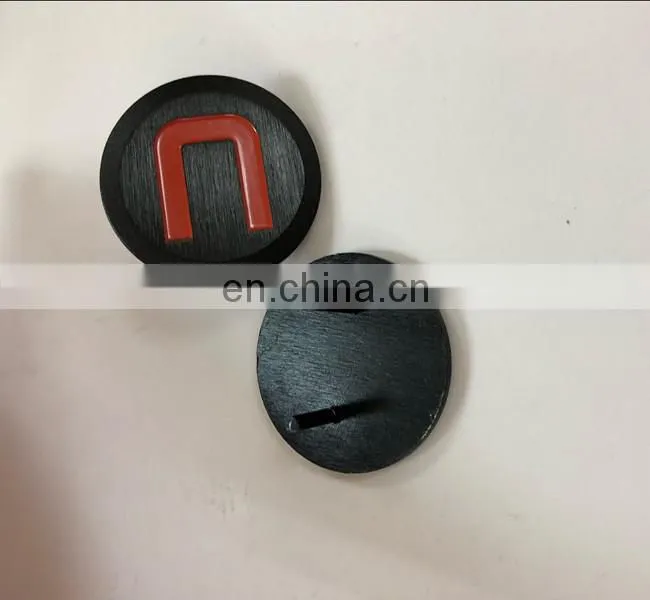 High quality aluminum brushed recessed logo label with red color filled