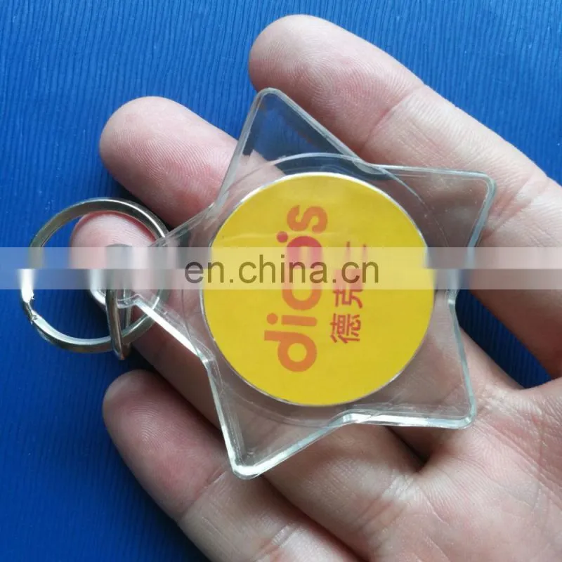 High Quality photo insert custom star shape keychain acrylic
