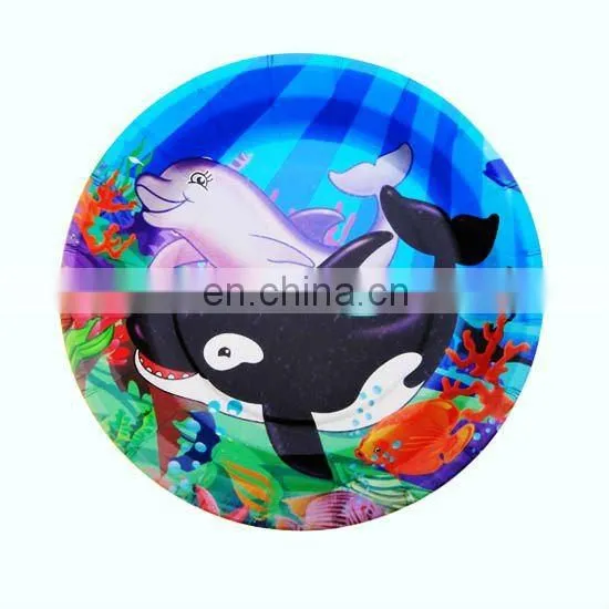 Popular disposable food grade paper birthday party supplies plates