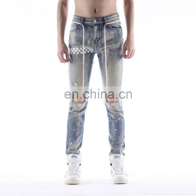 DiZNEW CUSTOM PRINTING WHITE SLIMMING PANTS DENIM JEANS FOR MEN