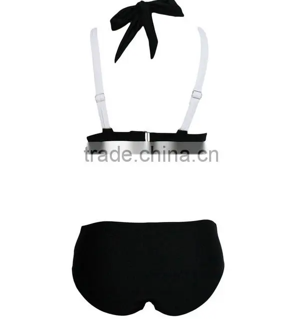 2016 new design girl Sexy european style bikinis black and white Women's Bikini Style free samples
