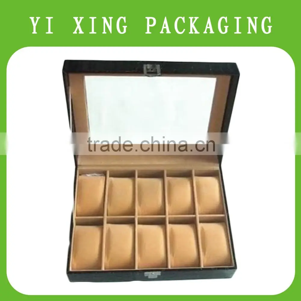 Top quality custom PU leather box with glass window for watch