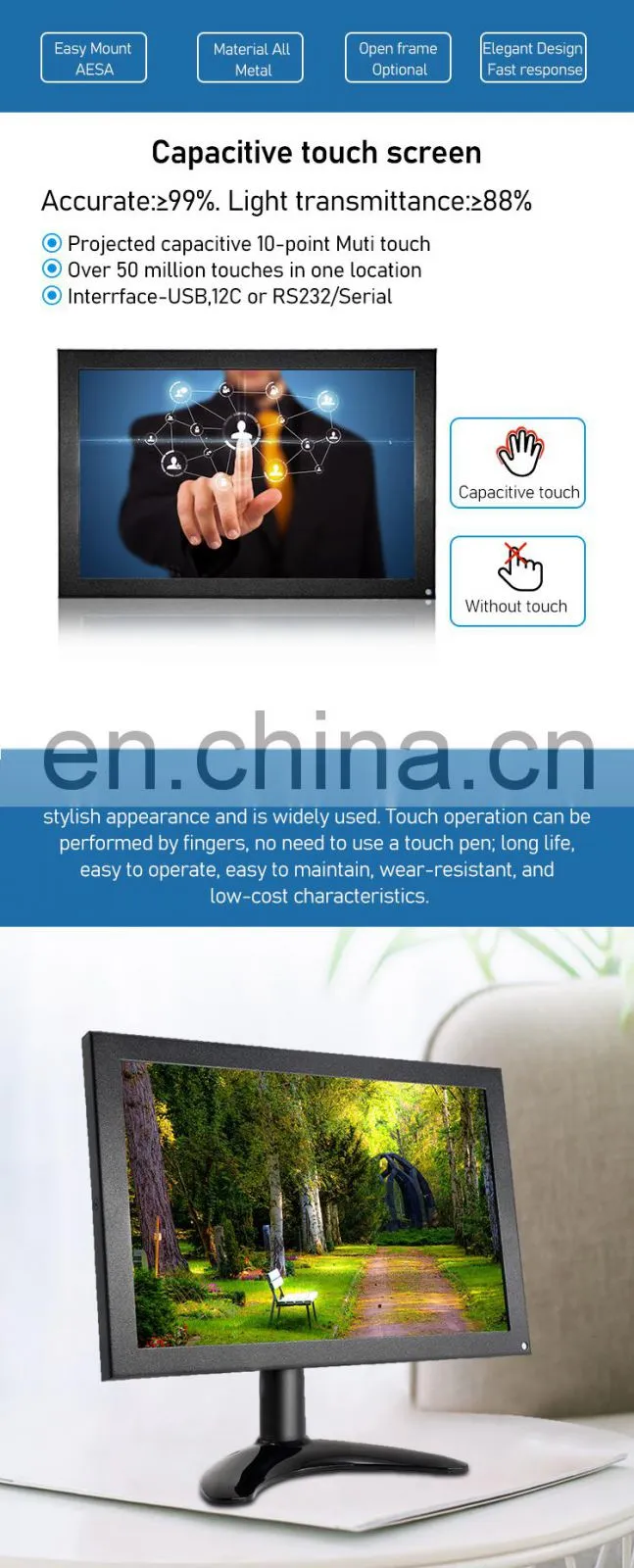 10.1inch Metal Case Monitor IPS panel Wide Screen 1280*800 Full viewing angle Touch Screen