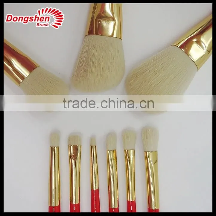 Professional red wooden makeup brush set,synthetic hair cosmetic brush set