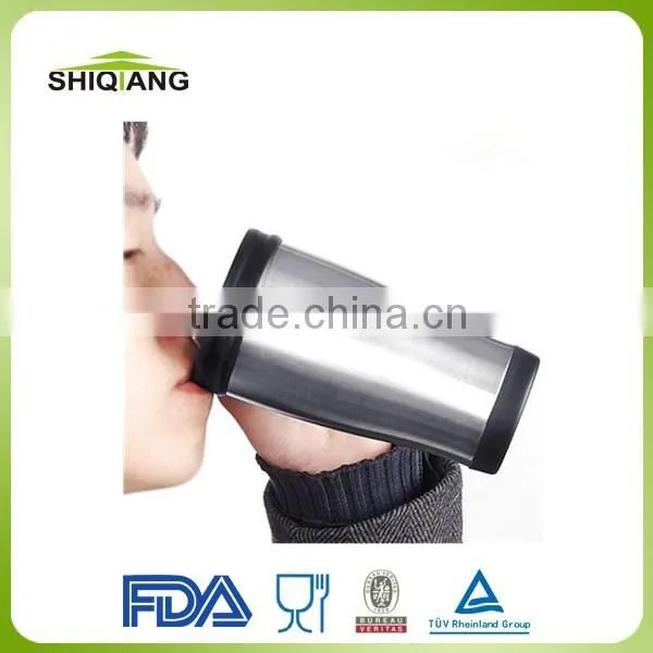 400ml insulated double wall travel mugs with fresh pp inner stainless steel outer car mugs bottles with pressing lid and handle