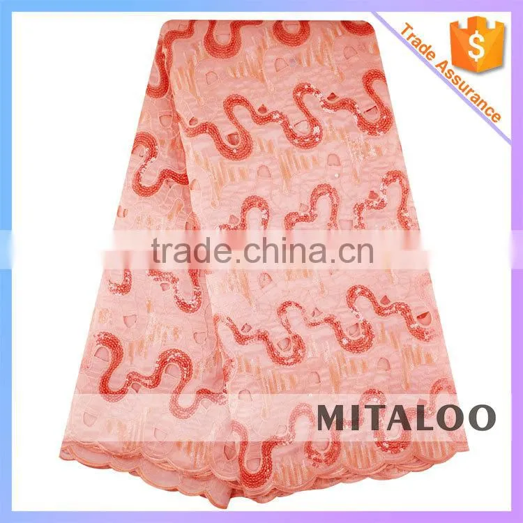 Mitaloo Wholesale Fashion fabric Organza Lace Sequins and Handcut Fabric MOG0202