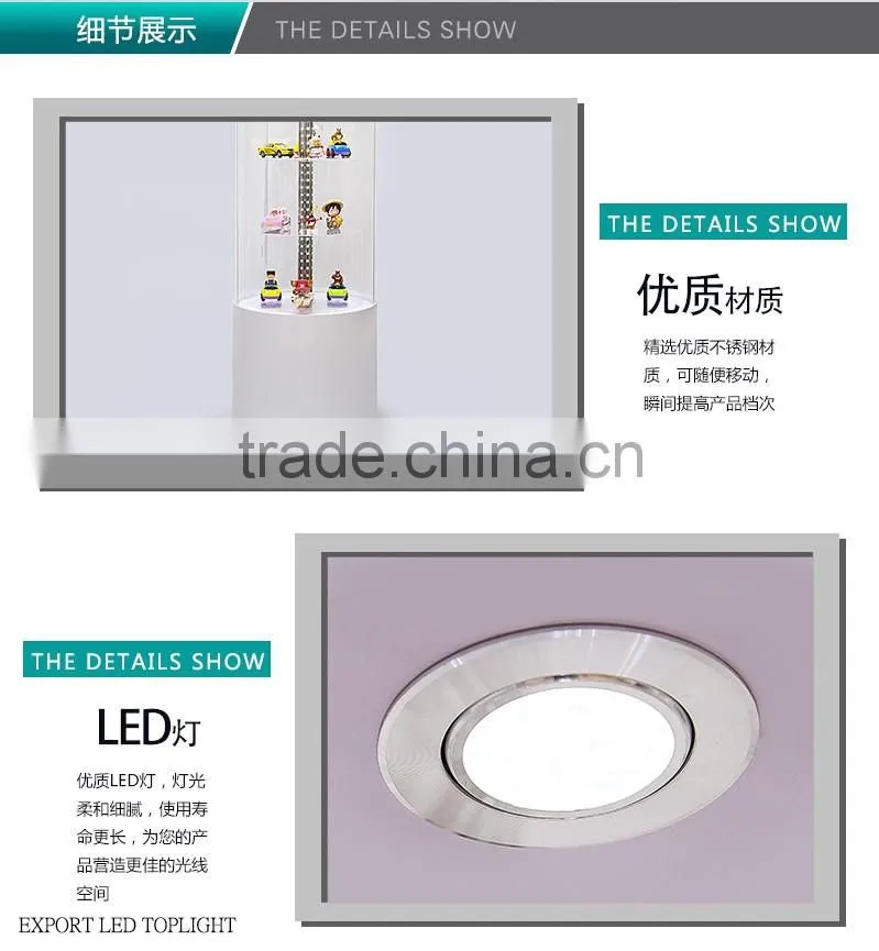Rotating transparent glass(acrylic) metal/aluminum showcase for your products displaying