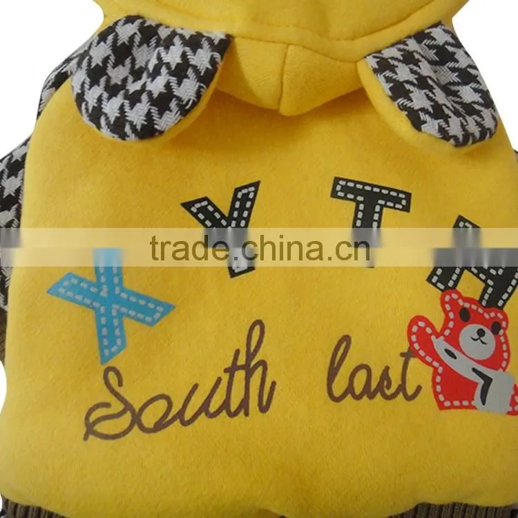 Cartoon bear four-foot thick warm yellow pet dog sweater