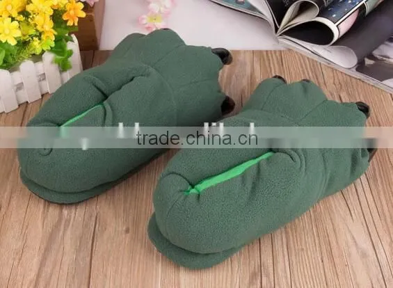 plush big foot slippers/Indoor plush animal tiger slippers/plush animal slippers