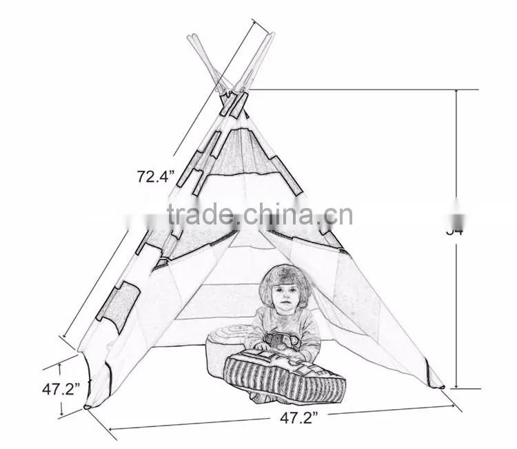 Kids Play Tent House Teepee Indian Indoor Outdoor Teepee Kids Custom Camping Frame Tent