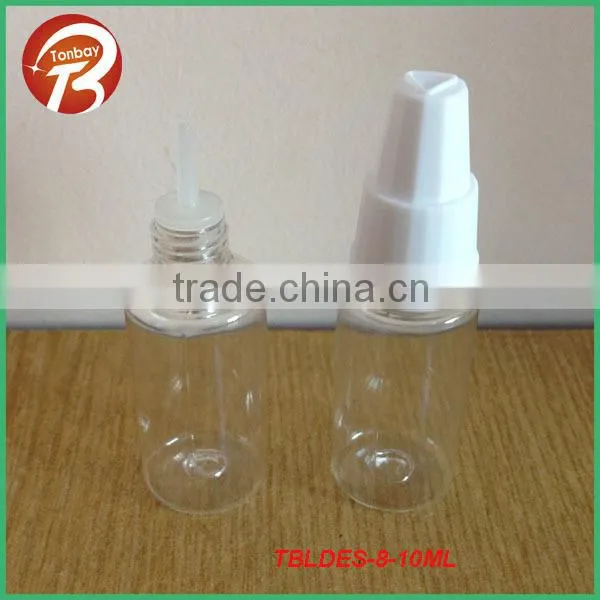 10ml PET E- liquid measuring bottle with skinny tips and childproof caps TBLDES-10