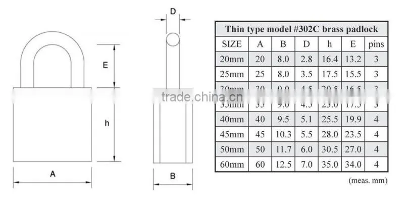 Cheap Thin Type Solid Brass Padlock